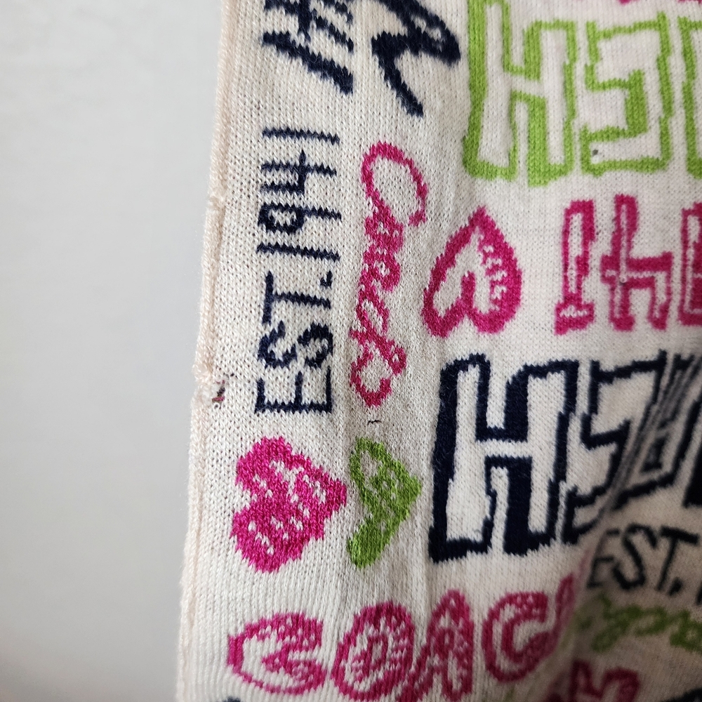 COACH Y2K Poppy Heart Graffiti Multicolor Logo Scarf Cream Green Pink - Picture 12 of 12